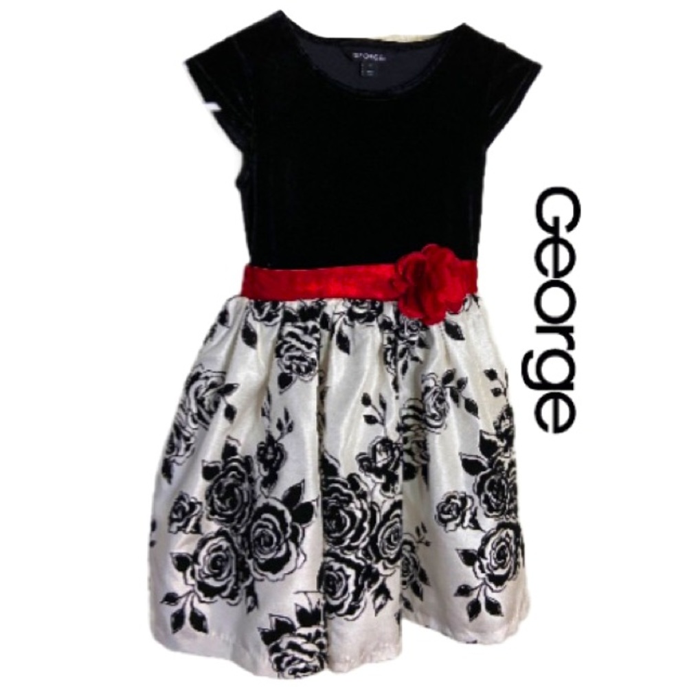 George Red Flower-Belt Special Occasion/Holiday Dress Sz 7